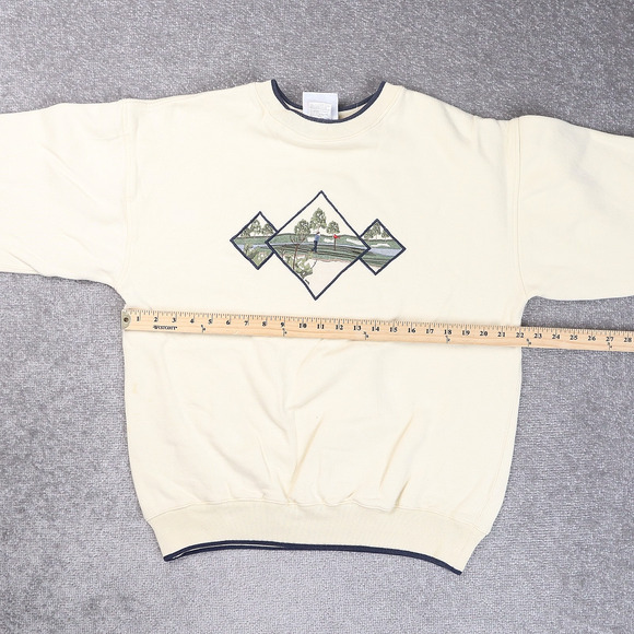 Vintage 90s Embroidered Golf Large Off White Large Long Sleeve Sweatshirt - Picture 4 of 13